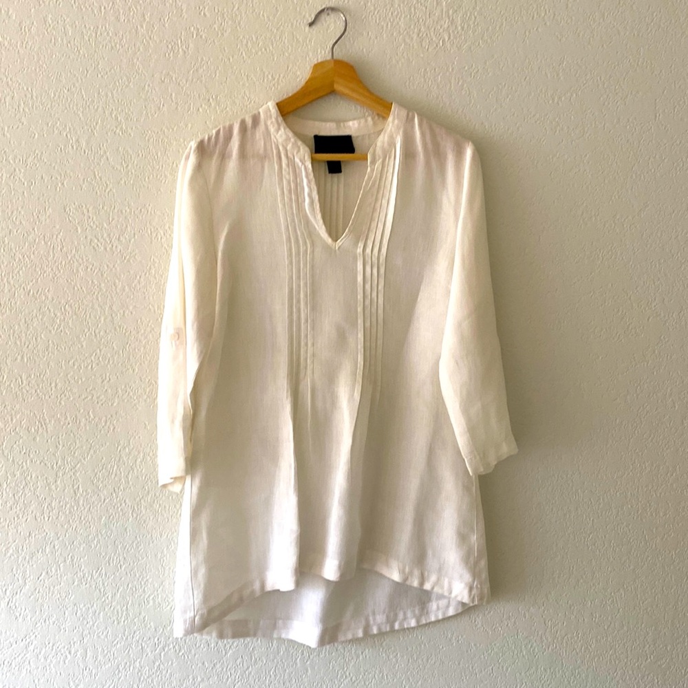 Pretty linen tunic top with pleating